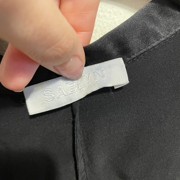 Sablyn Silk Long Sleeve Button Front Trench Coat Black Size M - Picture 7 of 9